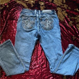 Rock Revival Light Blue Boot Cut Jeans with Embroidery